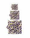 Furoshiki Gift Wrap - 3 Pack (Sizes Small, Medium & Large) Single Sided Bundle - Gold Moons