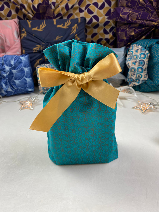 Gift Bag - Jade Green with Bronze Geometric Stars