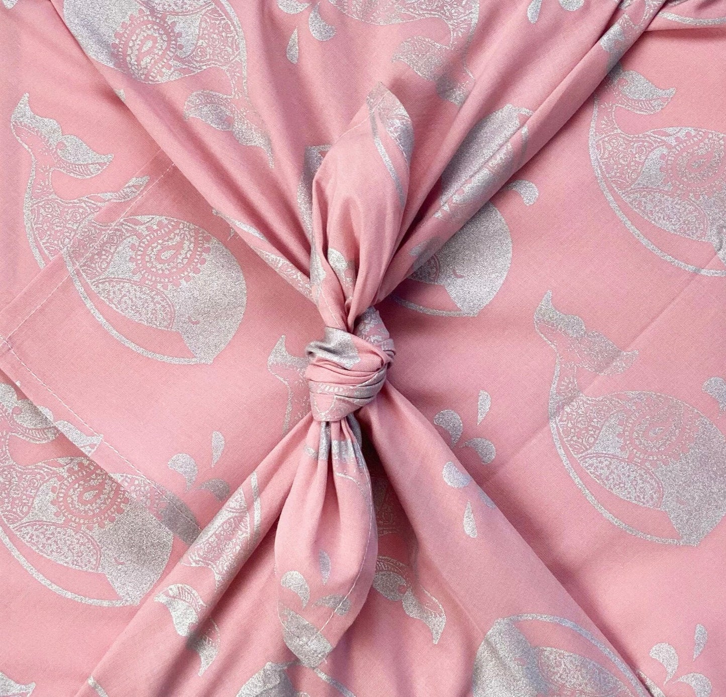 Furoshiki FabRap Reusable fabric gift wrapping. Furoshiki. Blush pink with silver paisley whales design furoshiki.Reversible furoshiki. Exclusive designed furoshiki by FabRap. Zero waste gift wrap by FabRap. FabRap Furoshiki. FabRap fabric gift wrapping.