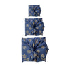 Furoshiki Gift Wrap - 3 Pack (Sizes Small, Medium & Large) Single Sided Bundle - Midnight Snowflakes