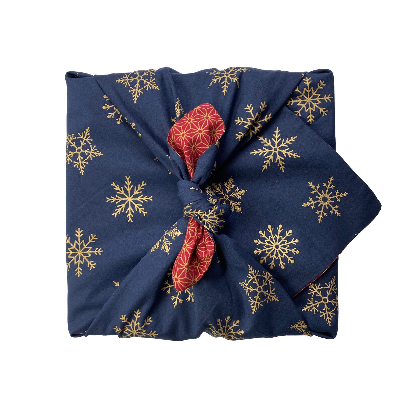 Furoshiki Gift Wrap - 3 Pack (Sizes S, M & L) Double Sided Bundle - Ruby & Midnight Snowflakes