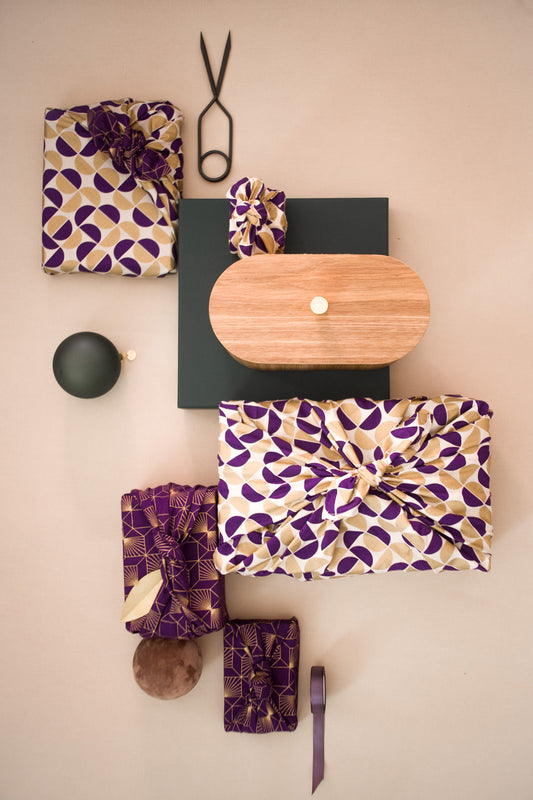 fabric gift wrapped gifts