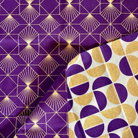 Furoshiki Gift Wrap Gold Moons & Plum Diamonds Fabric Gift Wrap - Double Sided (Reversible)