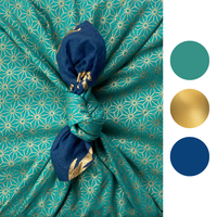 Furoshiki Reusable Fabric Gift Wrap | Jade and Midnight Reindeer | Double Sided (Reversible)