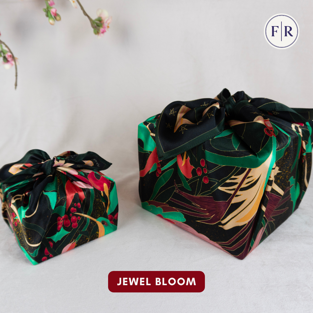Furoshiki Reusable Fabric Gift Wrap | Jewel Bloom | SILK FabRap®