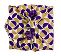 Furoshiki Gift Wrap Gold Moons & Plum Diamonds Fabric Gift Wrap - Double Sided (Reversible)
