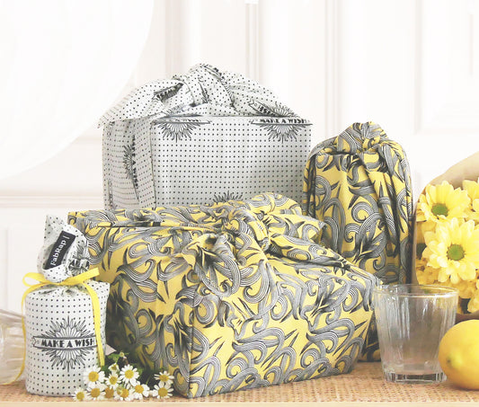 Furoshiki Gift Wrap - 9 Piece Sunshine & Make A Wish Bundle Fabric Gift Wrap