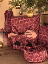 12 Piece Furoshiki Style Bundle - Burgundy & Blush
