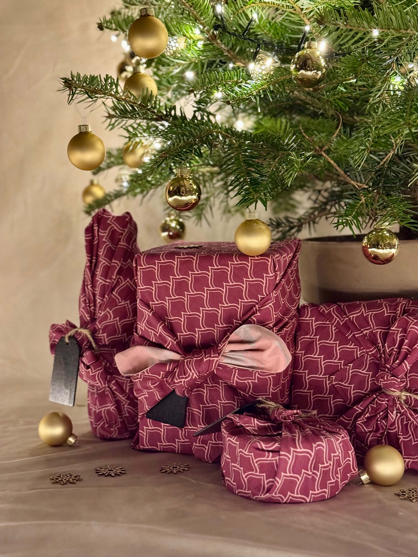 12 Piece Furoshiki Style Bundle - Burgundy & Blush