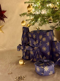 Furoshiki Gift Wrap Midnight Snowflakes Fabric Gift Wrap