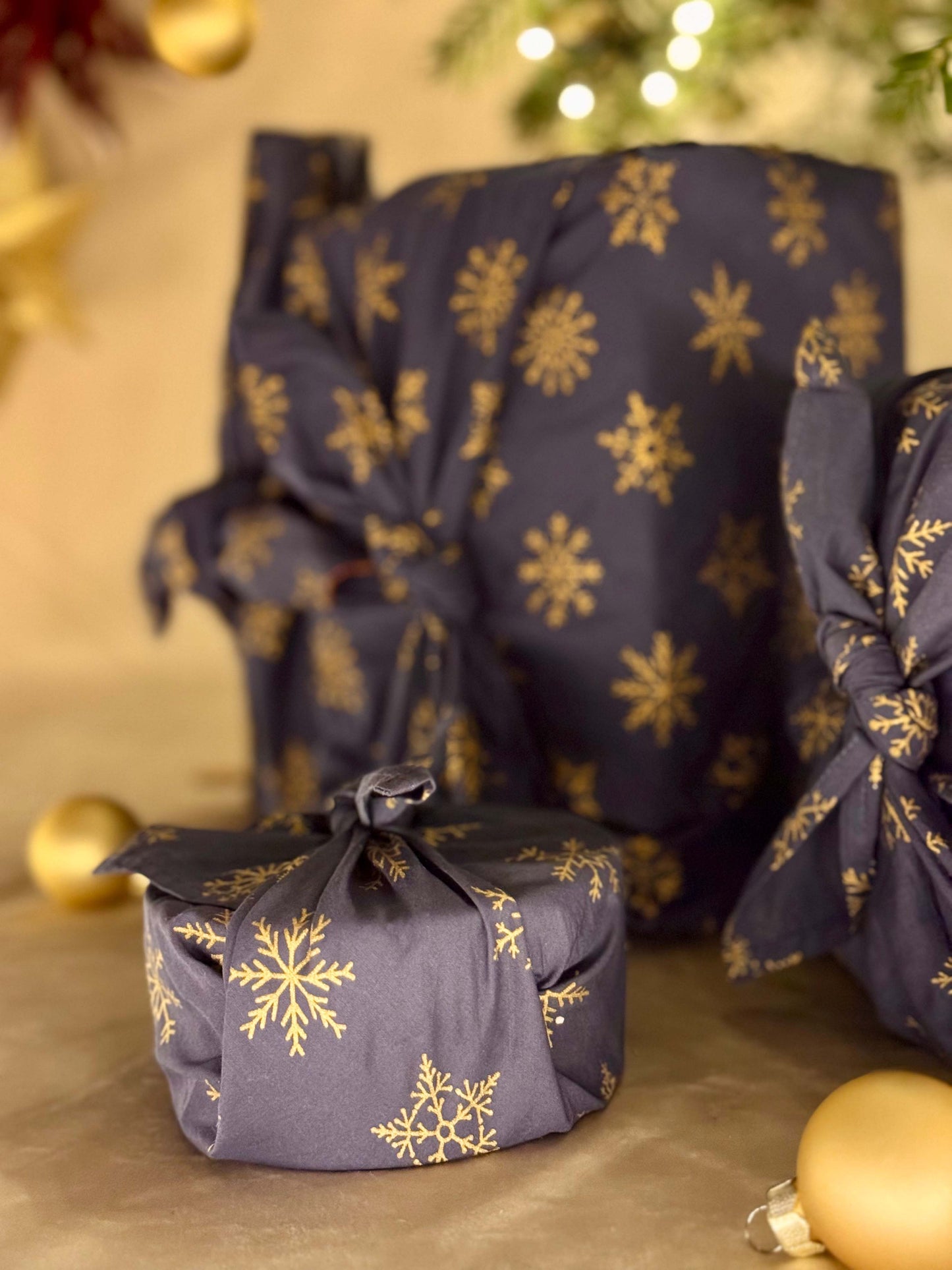 Furoshiki Gift Wrap Midnight Snowflakes Fabric Gift Wrap