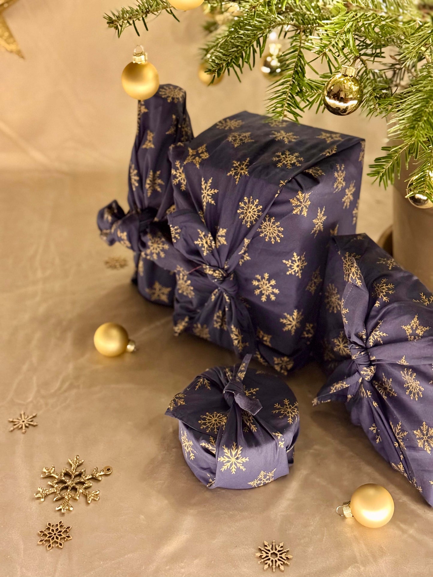 Furoshiki Gift Wrap Midnight Snowflakes Fabric Gift Wrap