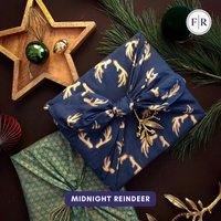 Furoshiki Reusable Fabric Gift Wrap | Midnight Reindeers | FabRap®