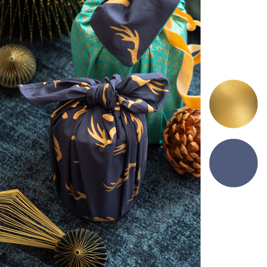 Furoshiki Reusable Fabric Gift Wrap | Midnight Reindeers | FabRap®
