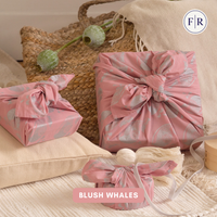 Furoshiki Reusable Fabric Gift Wrap | Blush Whales | FabRap®