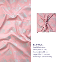 Furoshiki Reusable Fabric Gift Wrap | Blush Whales | FabRap®