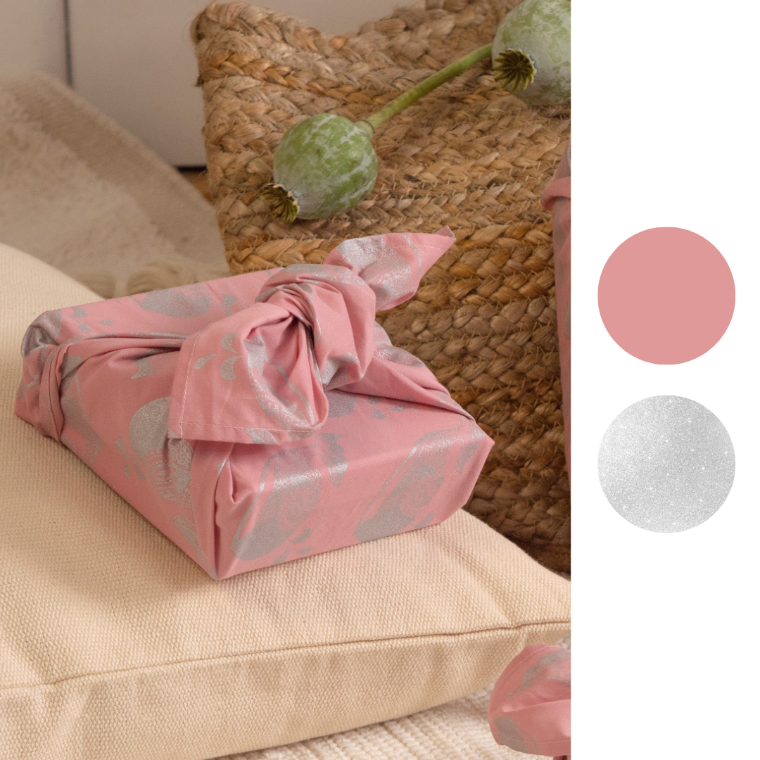 Furoshiki Reusable Fabric Gift Wrap | Blush Whales | FabRap®