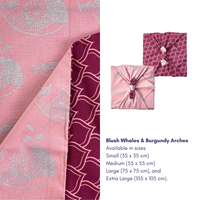 Furoshiki Reusable Fabric Gift Wrap | Blush Whales & Burgundy Arches | Double Sided (Reversible)