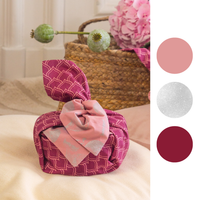 Furoshiki Reusable Fabric Gift Wrap | Blush Whales & Burgundy Arches | Double Sided (Reversible)