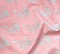 Furoshiki Gift Wrap - 3 Pack (Sizes Small, Medium & Large) Single Sided Bundle - Blush with Silver Whales