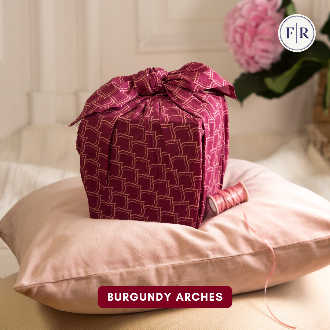 Furoshiki Reusable Fabric Gift Wrap | Burgundy Arches FabRap®