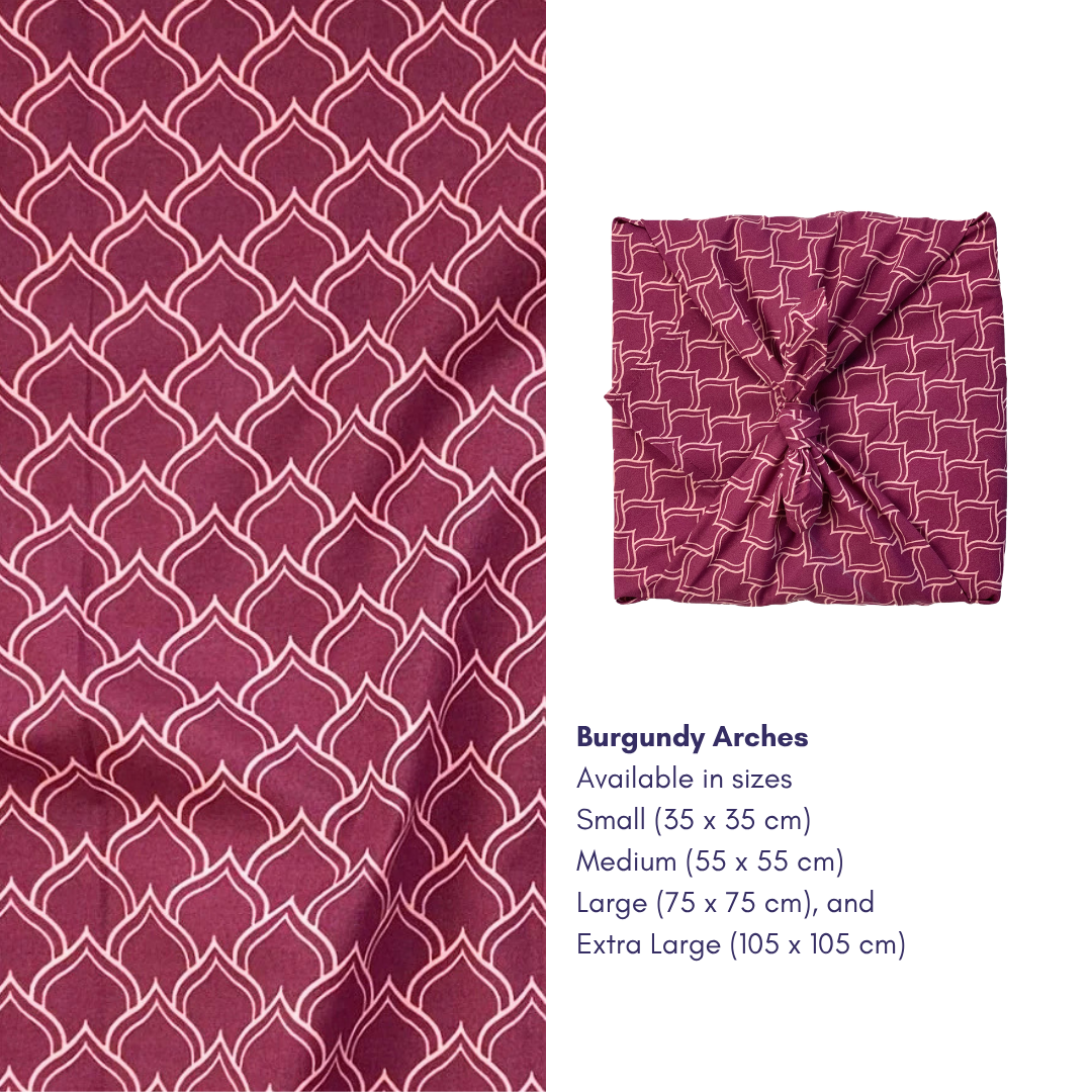 Furoshiki Reusable Fabric Gift Wrap | Burgundy Arches FabRap®