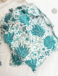 Gift Bag Set of 3 - Emerald Green Forest Block Print