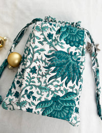 Gift Bag Set of 3 - Emerald Green Forest Block Print