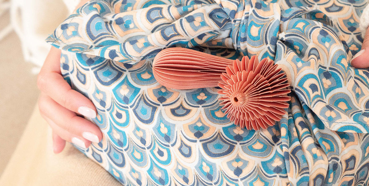 Furoshiki Gift Wrap - 3 Pack (Sizes Small, Medium & Large) Single Sided Bundle - Art Deco