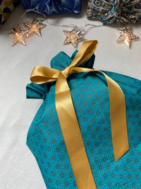 Gift Bag - Jade Green with Bronze Geometric Stars