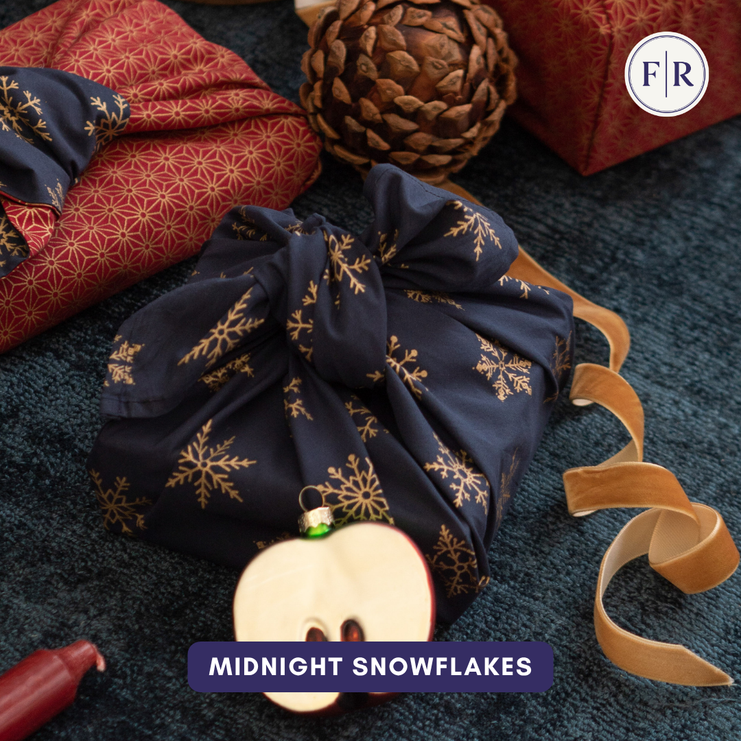 Furoshiki Reusable Fabric Gift Wrap | Midnight Snowflakes | FabRap®