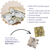 Sunshine & Make A Wish Furoshiki Geschenkstoff – Doppelseitig (Reversibel) 