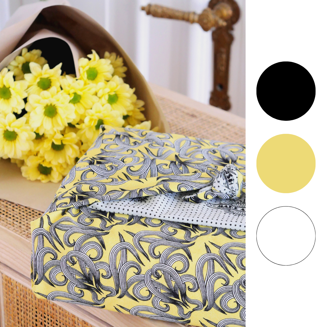 Sunshine & Make A Wish Furoshiki Geschenkstoff – Doppelseitig (Reversibel) 