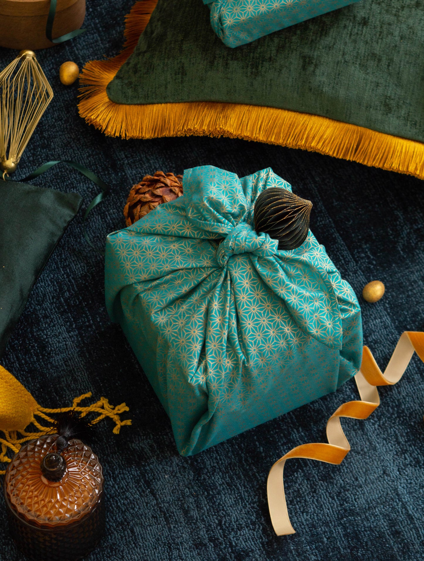 Jade Fabric Gift Wrap Reusable Furoshiki Single Sided