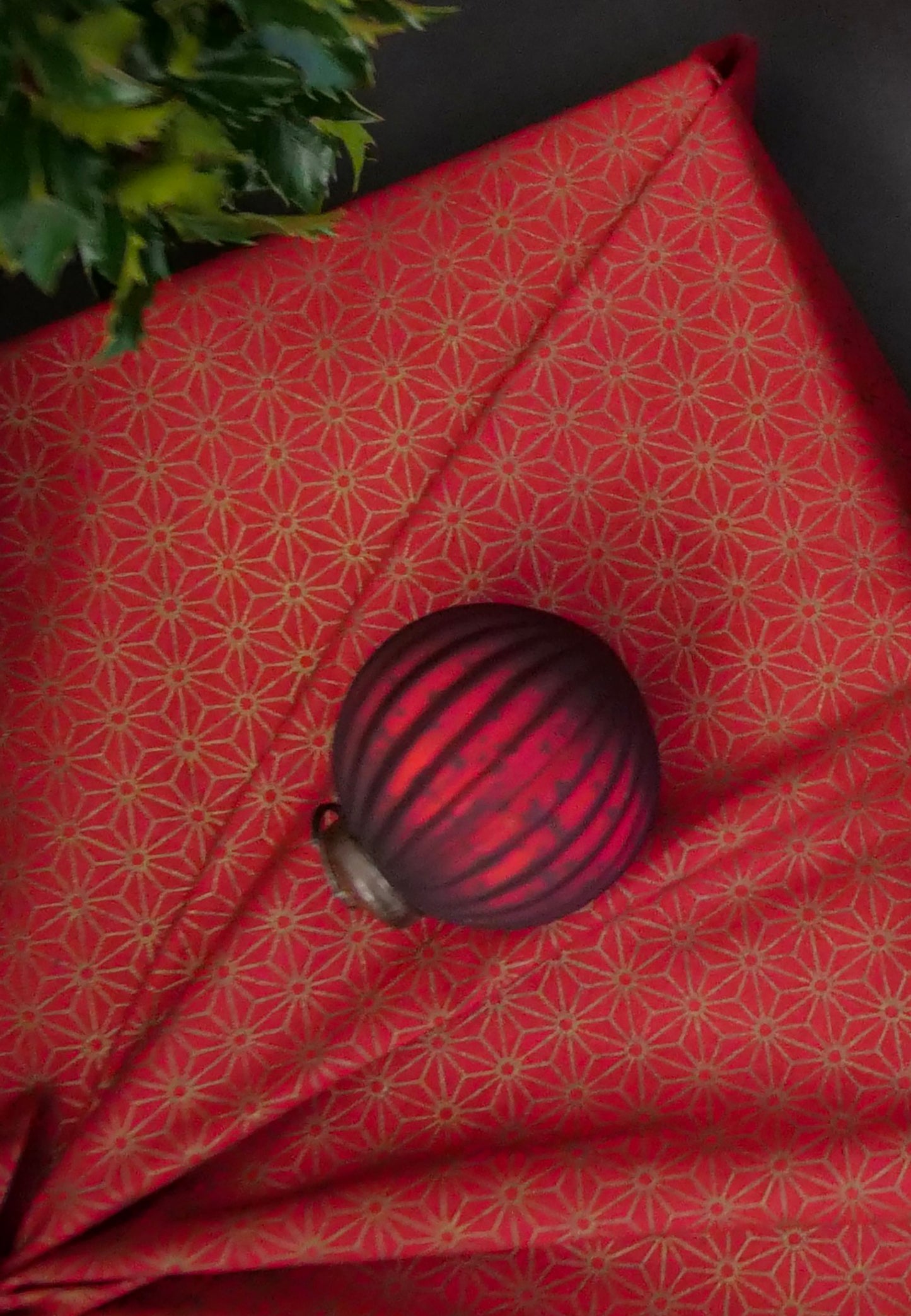 Fabric Gift Wrap Furoshiki - Christmas Gold Set 8 pieces