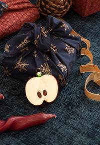 Furoshiki Reusable Fabric Gift Wrap | Christmas Gold Set 8 pieces