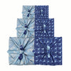 Furoshiki Gift Wrap - 3 Pack (Sizes S, M & L) Double Sided Bundle - Sky & Indigo Fans