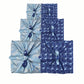 Sky Elephants & Indigo Fans Fabric Gift Wrap Furoshiki Cloth - Double Sided (Reversible)