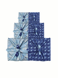 Furoshiki Gift Wrap Sky Elephants & Indigo Fans Fabric Gift Wrap - Double Sided (Reversible)