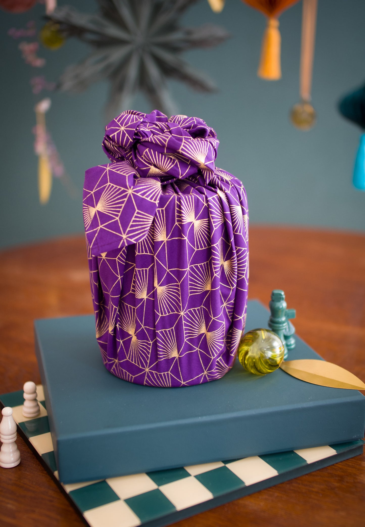Fabric Gift Wrap Furoshiki - Christmas Gold Set