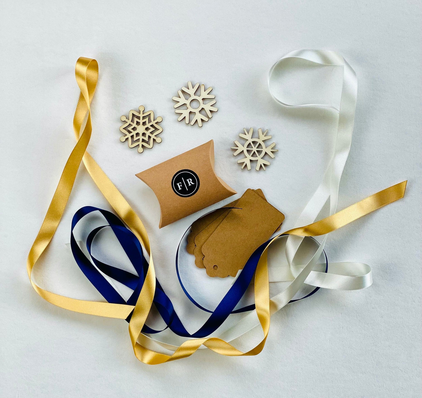 Satin Recycled Ribbons Pack - Gold, Navy & White