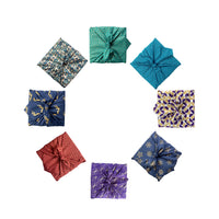 Furoshiki Reusable Fabric Gift Wrap | Christmas Gold Set 8 pieces