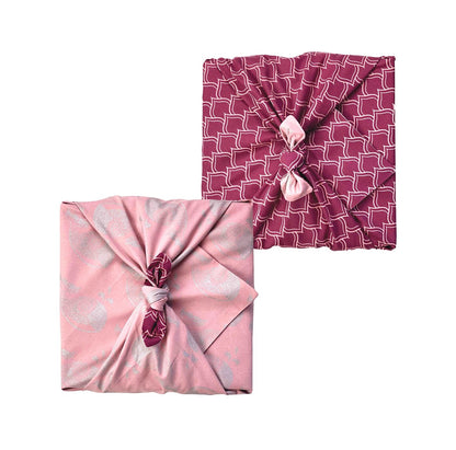 Blush Whales & Maroon Arches Fabric Gift Wrap Furoshiki Cloth - Double Sided (Reversible)