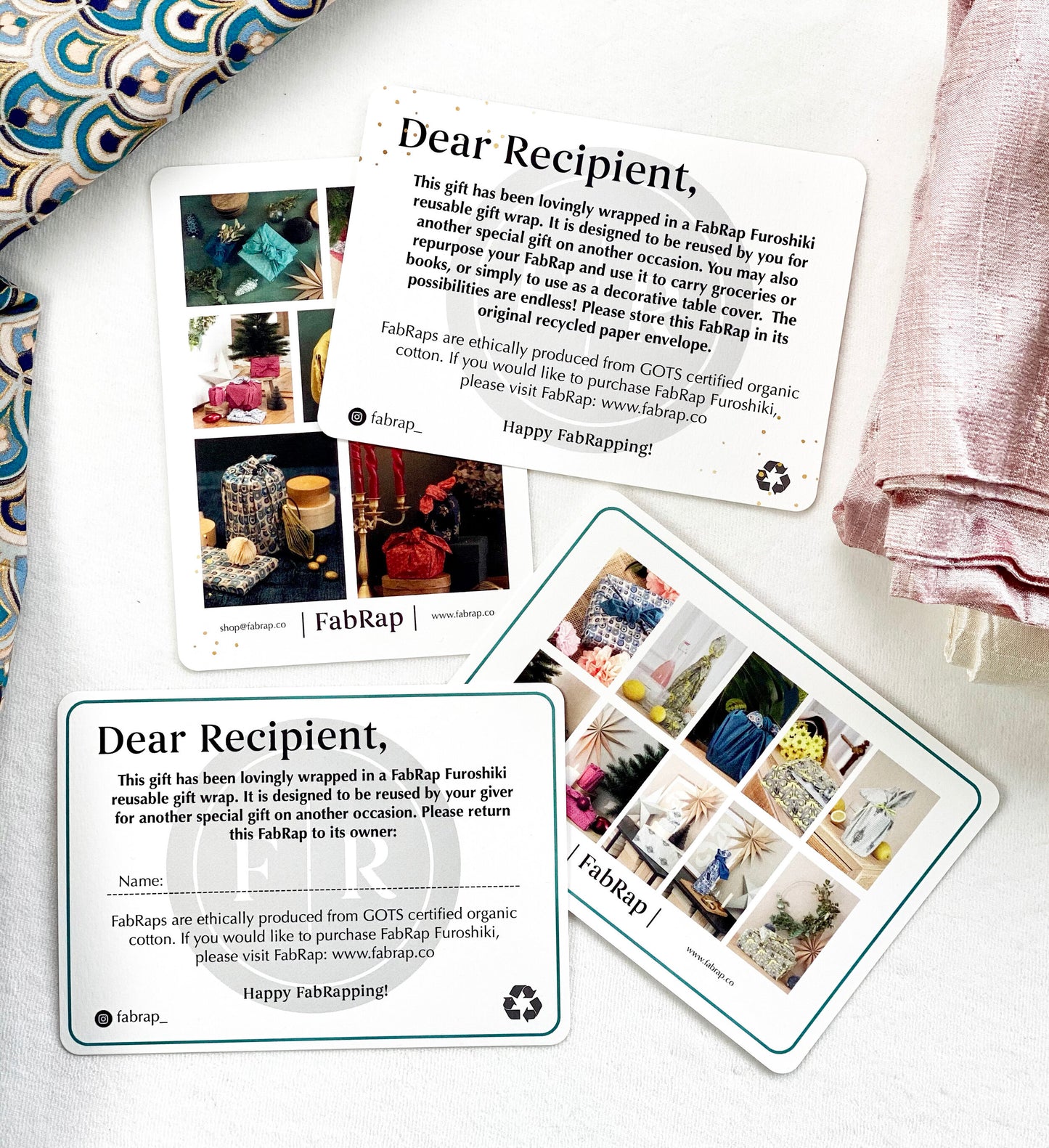 Sky Elephants & Indigo Fans Fabric Gift Wrap Furoshiki Cloth - Double Sided (Reversible)