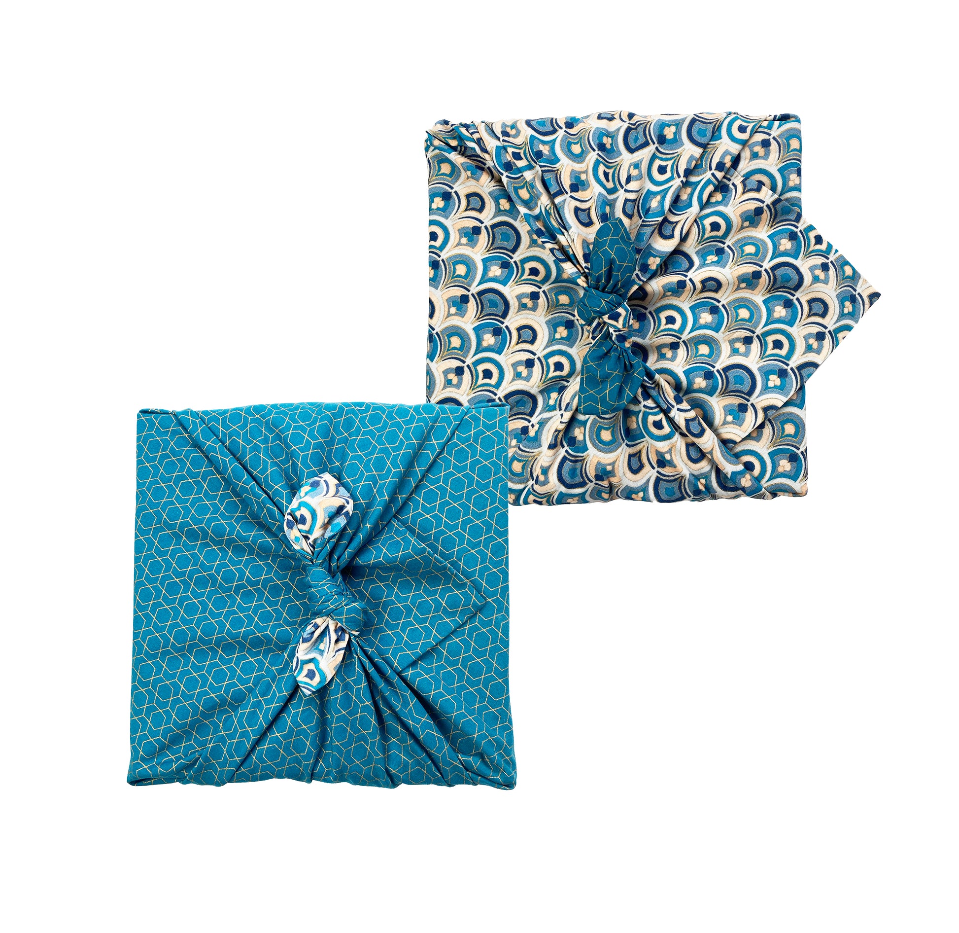 Fabric gift wrapping ocean and art deco FabRap