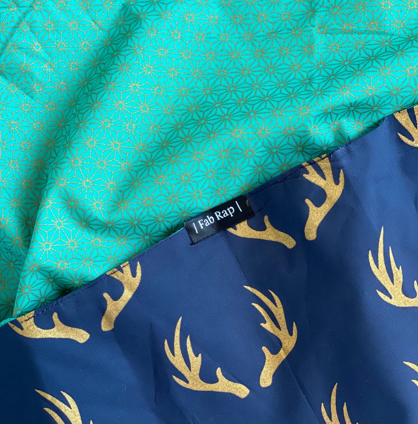 Fabric Gift Wrap Furoshiki Cloth - 9 Piece Jade & Midnight Reindeers Bundle