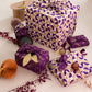 Furoshiki Geschenkstoffe – 9-teiliges Set “Gold Moons & Plum Diamonds“