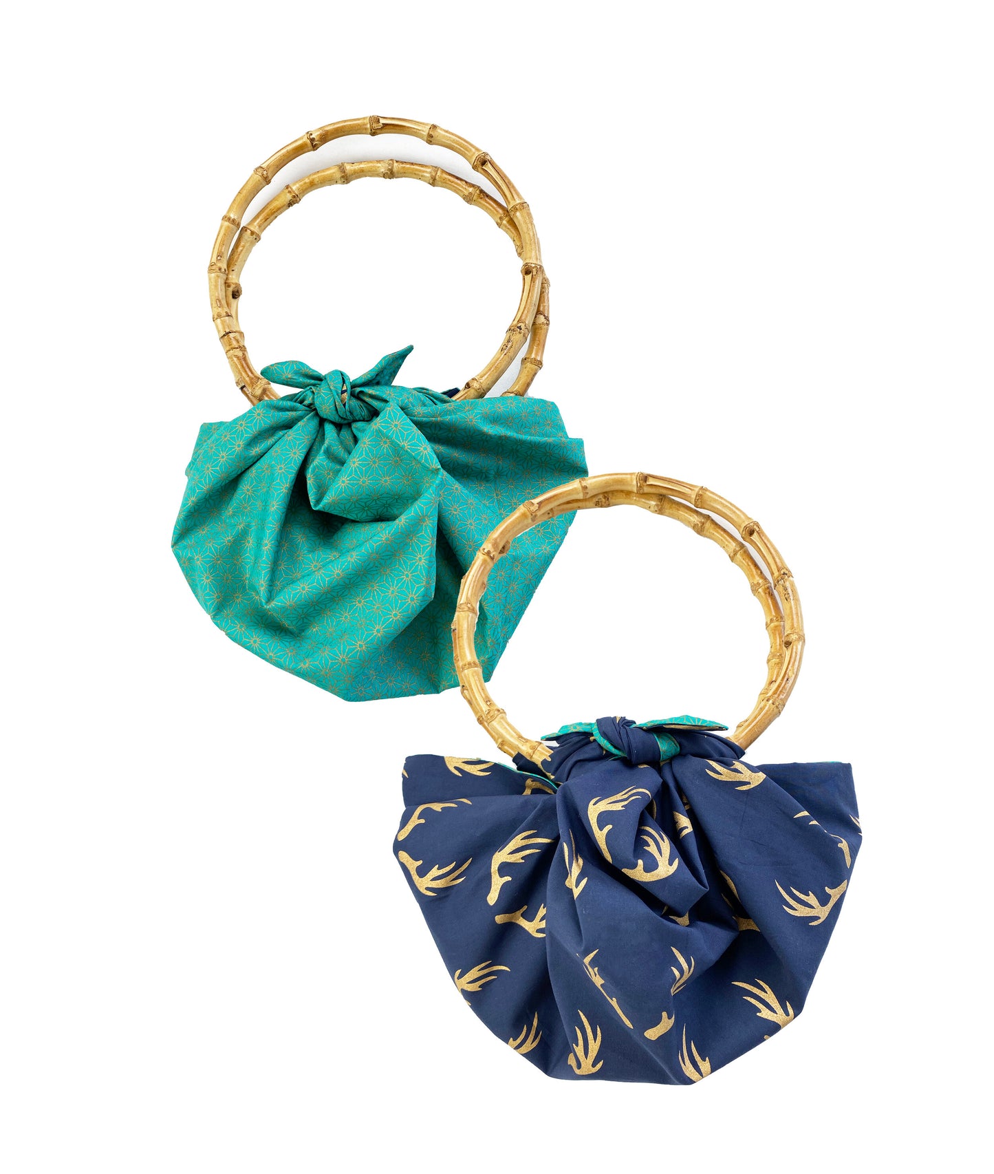 Jade & Midnight Reindeer Double Sided Reversible Furoshiki Bamboo Bag