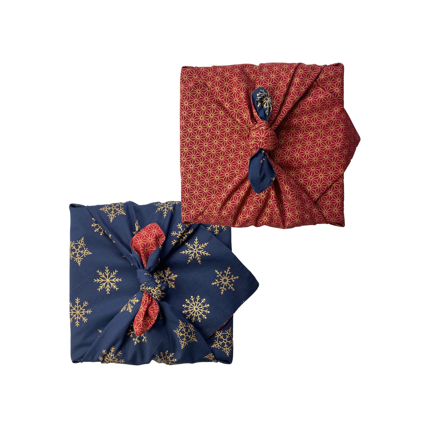 Ruby & Midnight Snowflakes Furoshiki Geschenkstoff – Doppelseitig (Reversibel) 