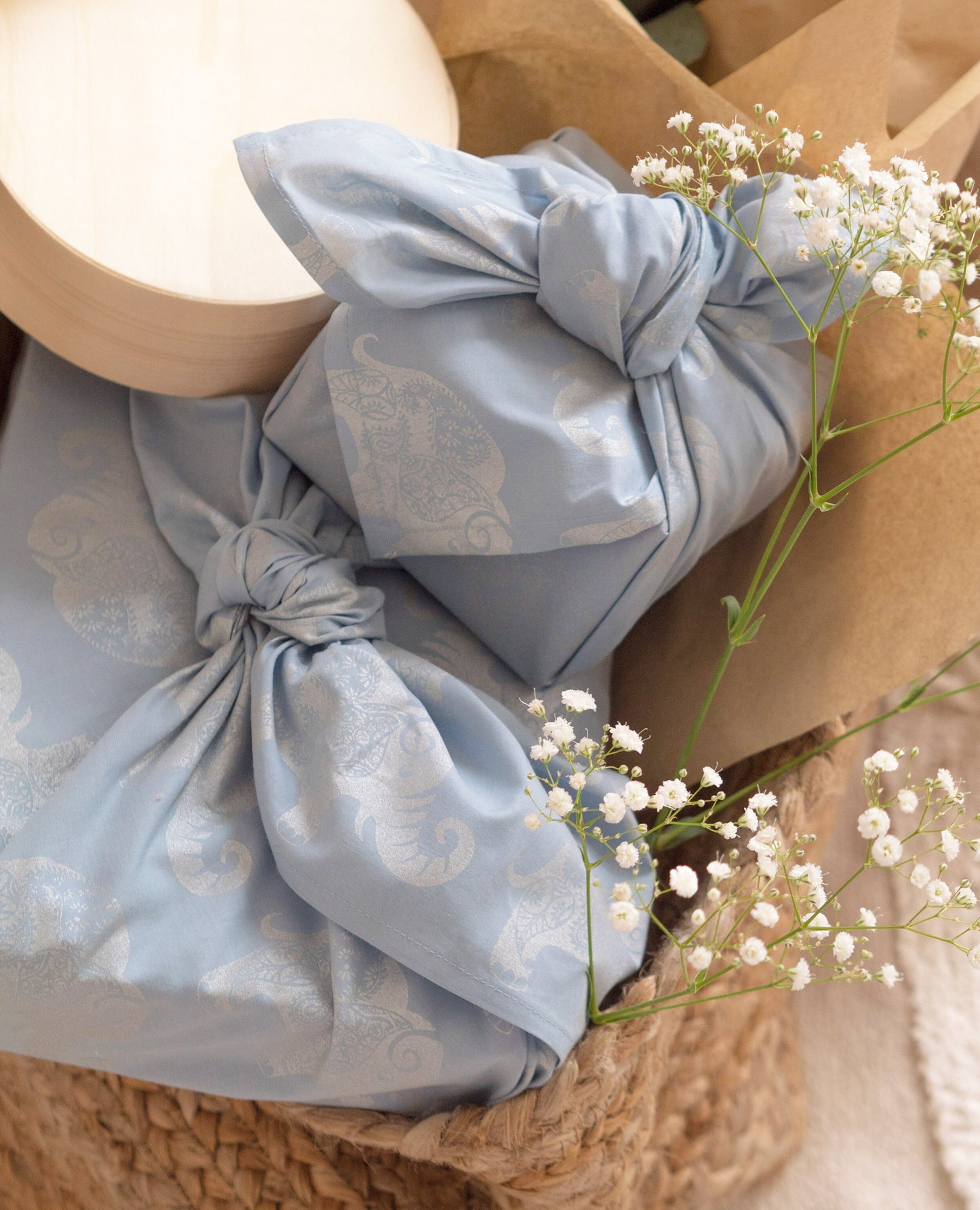 Sky Elephants Fabric Gift Wrap Furoshiki Cloth - Single Sided